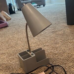 Gray Desk Organizer Lamp